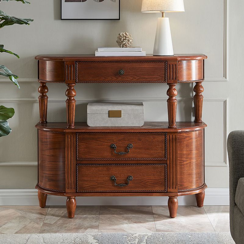 Mid-Century Modern Console Table 11.8" W Solid Wood Storage Console