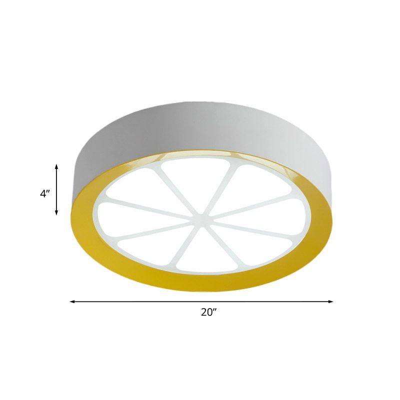 Lemon Ceiling Mount Kids Acryl Led White Flushmount Light in Warm/White Light