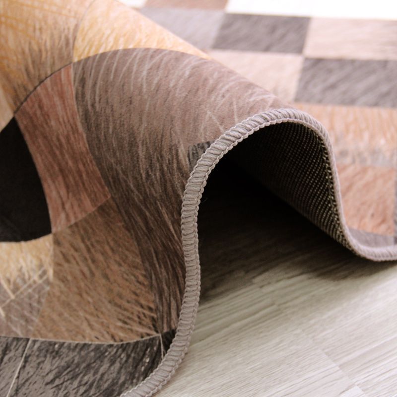 Modern Living Room Rug Multi-Color Geometric Print Carpet Non-Slip Backing Washable Indoor Rug