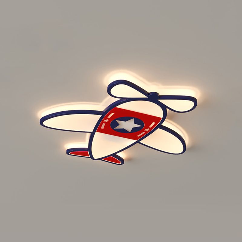 Airplane Metal Cartoon Flush Mount LED 1-Light Flush Light Fixture for Children Bedroom