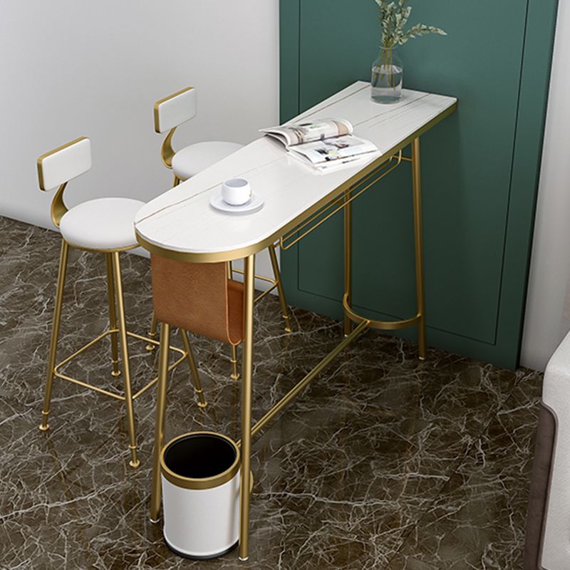 Traditional Luxury Stone Bar Table Bistro Bar Desk with Trestle Base