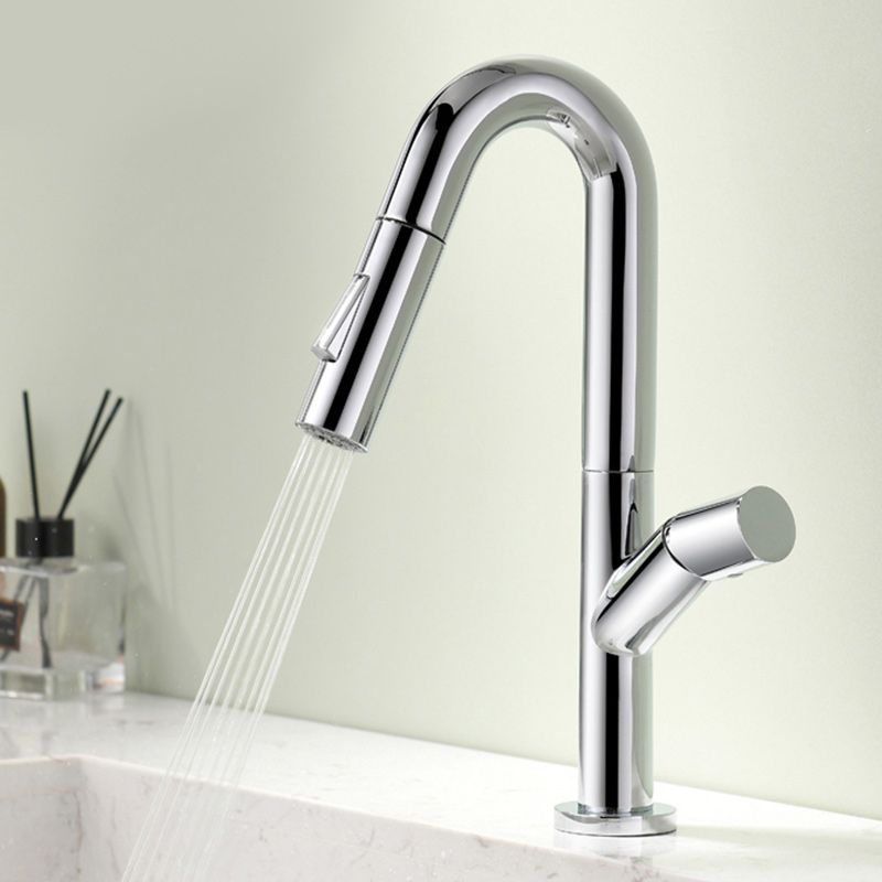 Knob Handle Pull Faucet Brass Deck Mounted Bathroom Sink Faucet