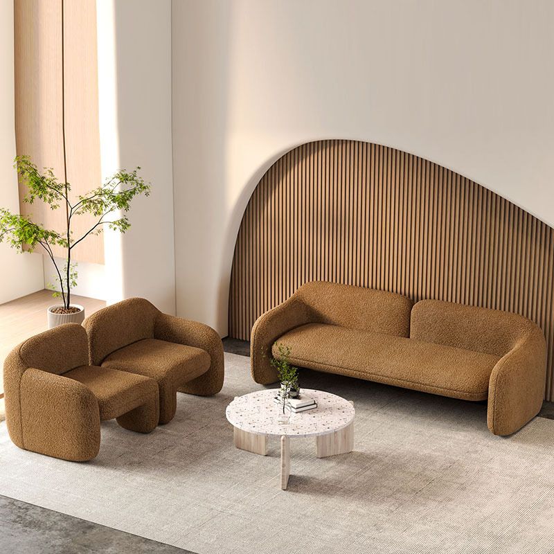 Contemporary Fabric Standard Settee Sloped Arm Sofa for Living Room