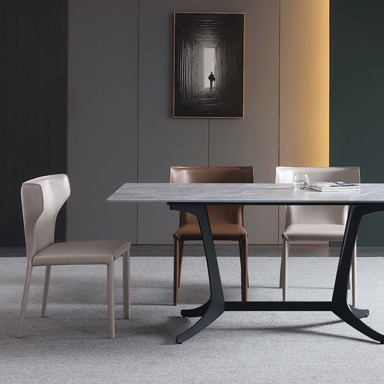 Moderne eigentijdse lederen eetkamerstoel Pure Color Wingback Side stoel