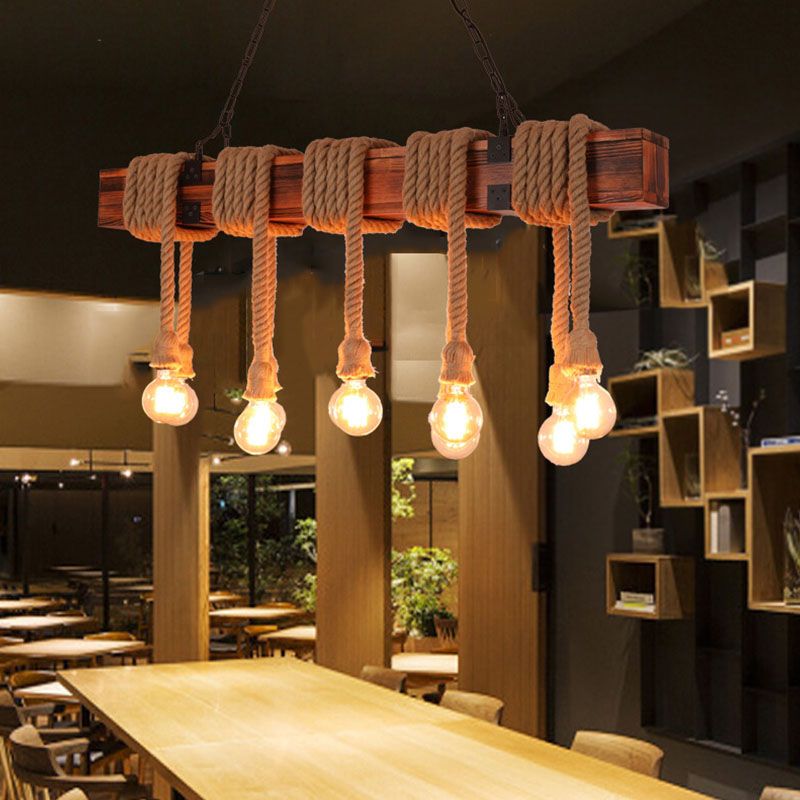 Vintage Hemp Rope Pendant Light American Industrial Style Retro Hanging Lamp