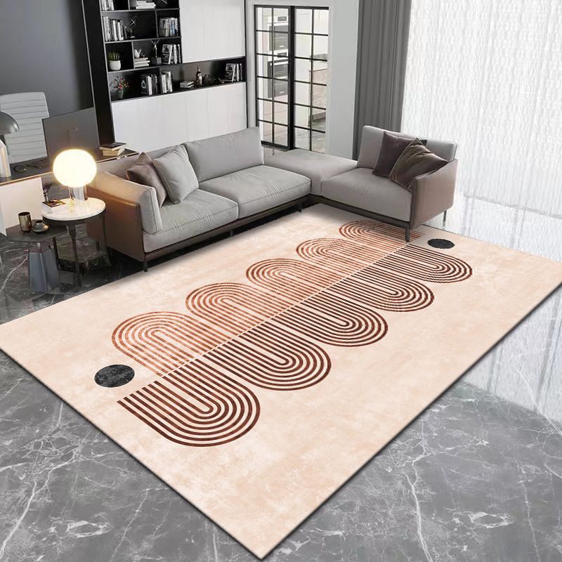 Orange Modern Rug Polyester Semicircle Rug Washable Area Rug for Home Decor