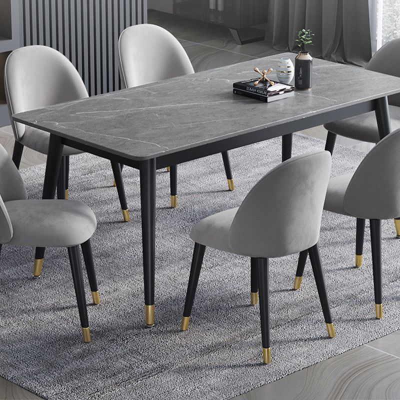 Stone Modern Rectangle Dining Table Matte Finish 4 Legs Table for Home