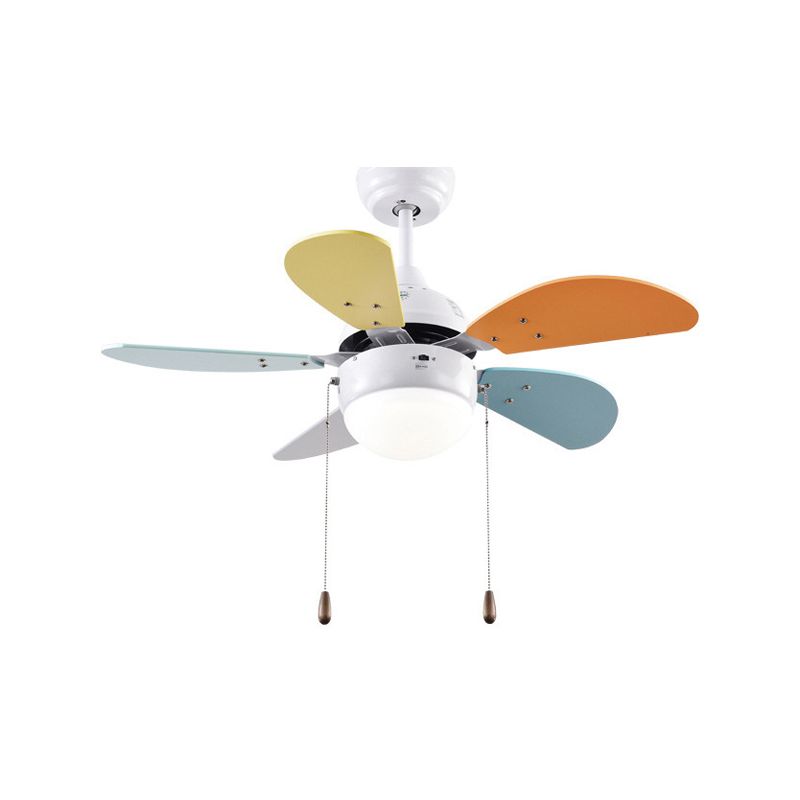 Colorful Pendant Fan Light Cartoon LED Semi Flush Mount Ceiling Lamp