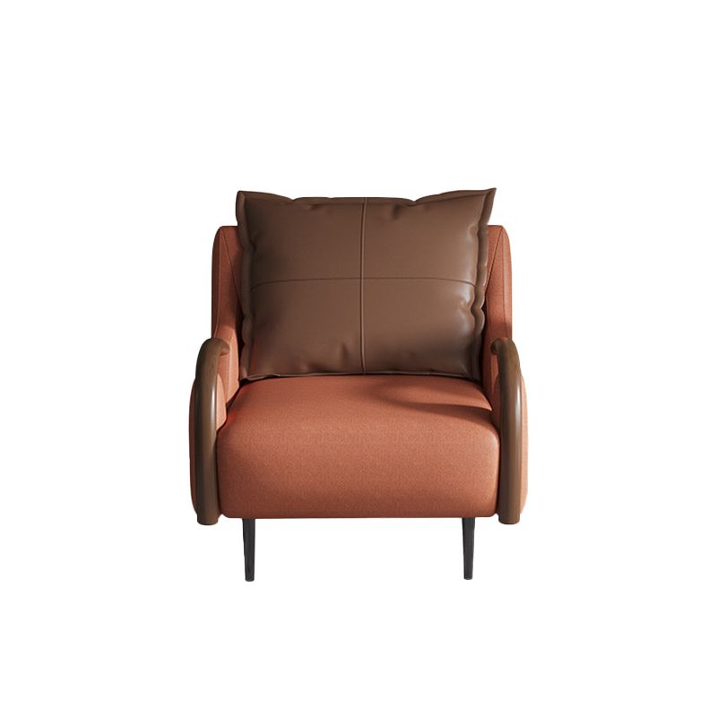 Nordic Style Bonded Leather Square Arms Pillow Back Lounge Accent Chair