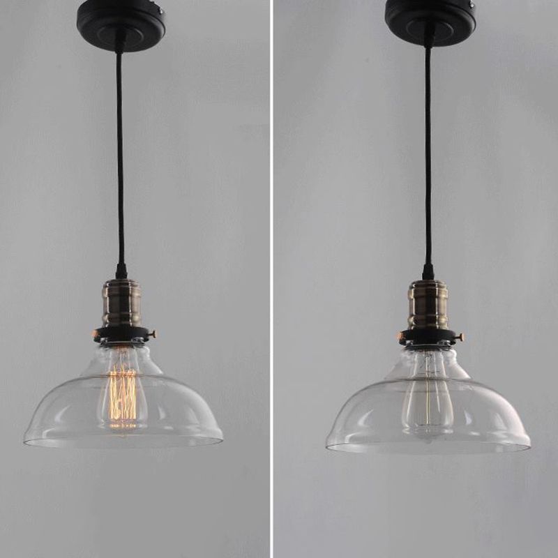Retro Industrial 1 Light Pendant Barn Clear Glass Pendant Lighting for Coffee Shop