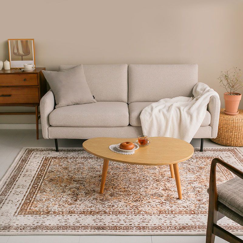 Light Brown Graphic Carpet Polyester Casual Carpet Washable Carpet for Home Decor