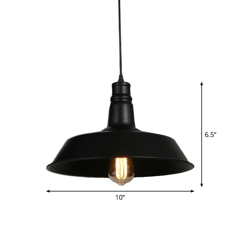 1-Light Bowl/Cage/Barn Pendant Lamp Industrial-Style Black Iron Suspension Lighting for Restaurant