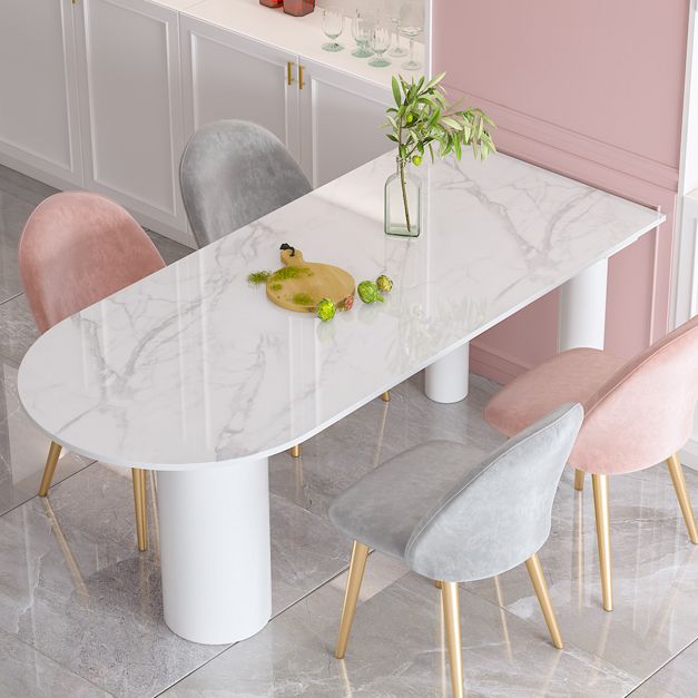 Metal Contemporary Free Form Dining Table Sintered Stone Table for Kitchen