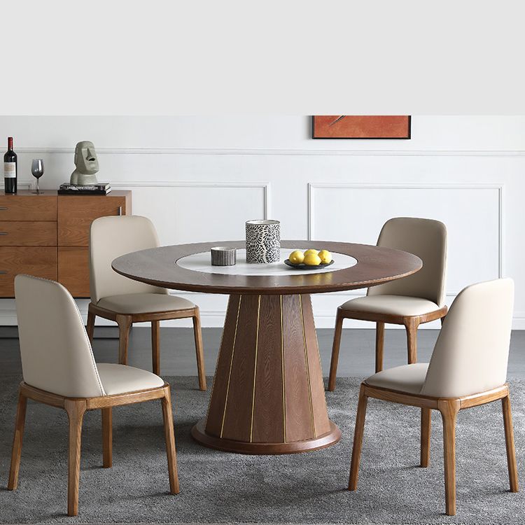 Modern Dining Set 1/4/5/7 Pcs Round Solid Wood Dining Table and Chairs