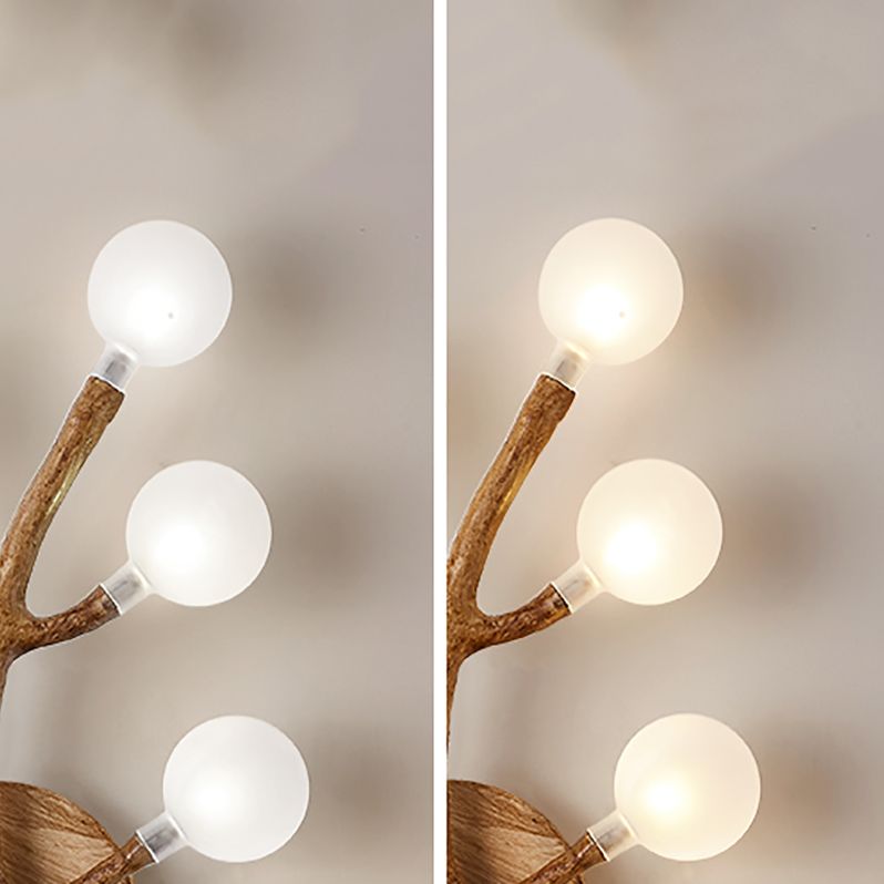 Japanese Style Glass Wall Light Branch Shape 7 Lights Wall Sconce for Bedroom