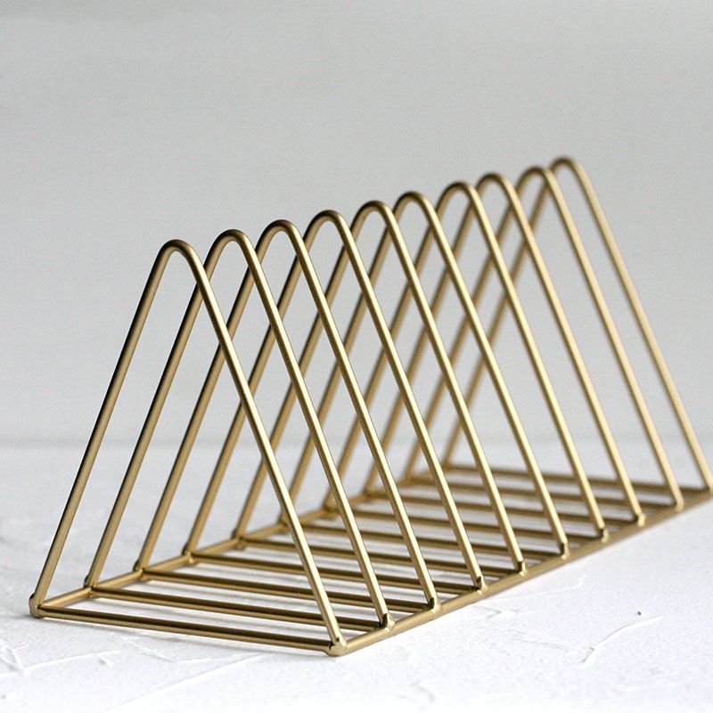 Light Luxury Metal Book Shelf Closed Back Triangle Desktop Bookcase