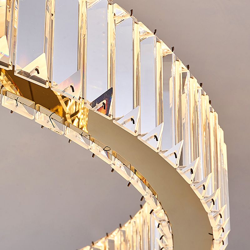 Round Shape Crystal Chandelier Modern Stainless Steel Down Lighting Pendant for Study