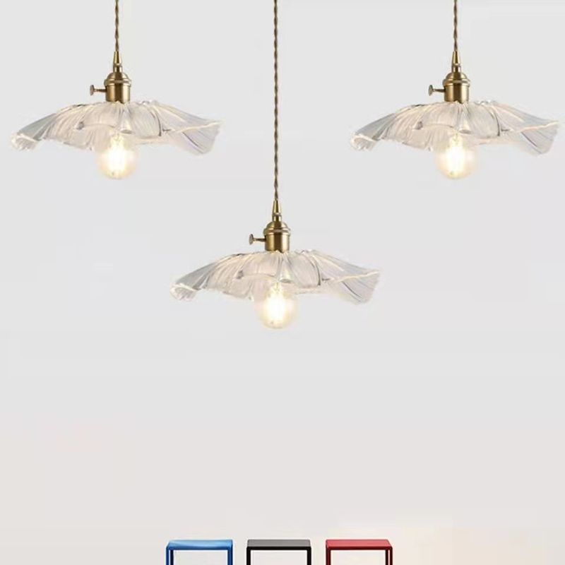 Lotus Leaf Hanging Pendant Light Industrial Pendant Lights with Glass Shade