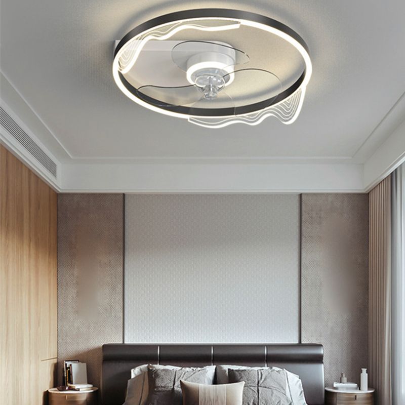 Metal Round Shape Ceiling Fan Modern Style Multi Lights Ceiling Fans Fixtures