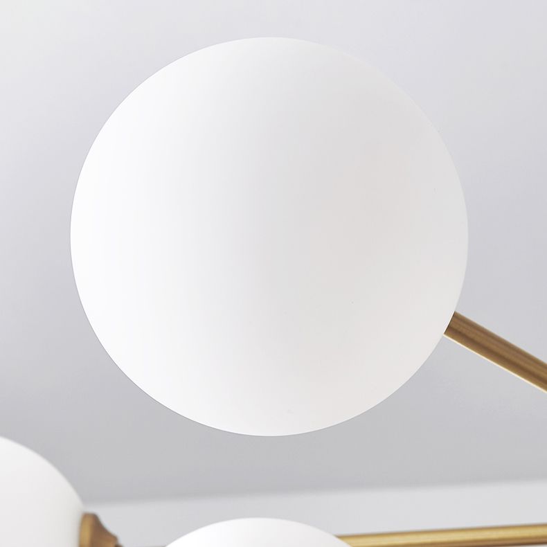 Modern Simplicity Chandelier Light Opal Glass Shade Living Room Lighting Fixture