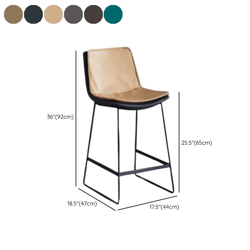 Modern Upholstered Low Back Armless Bar Stools with Metal Base