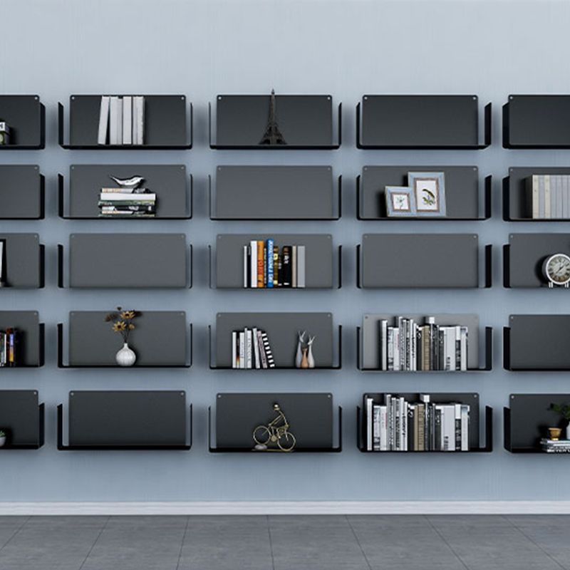 Contemporary Metal Bookshelf Floating Closed Back Bookcase with Shelves