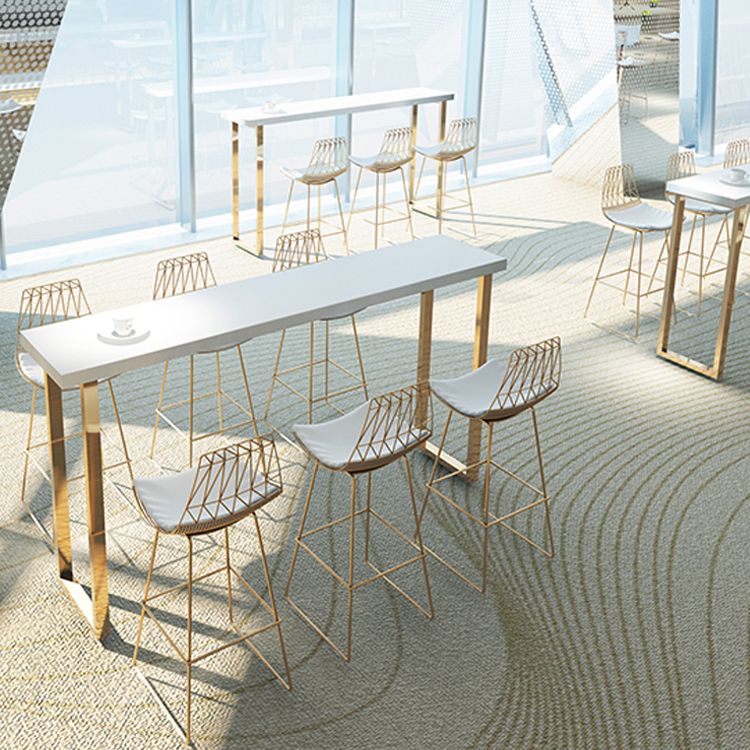 Glam Metal Bar Stools Low Back Dining Stools with Metal Legs