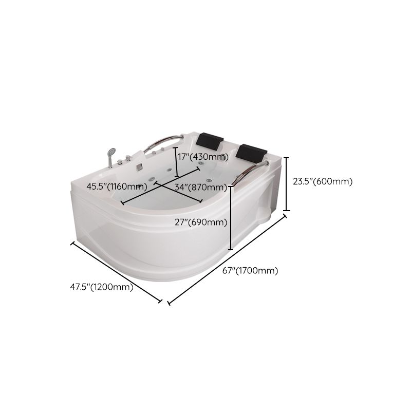 Free Form White Bathtub Bathroom Back to Wall Modern Bath Tub