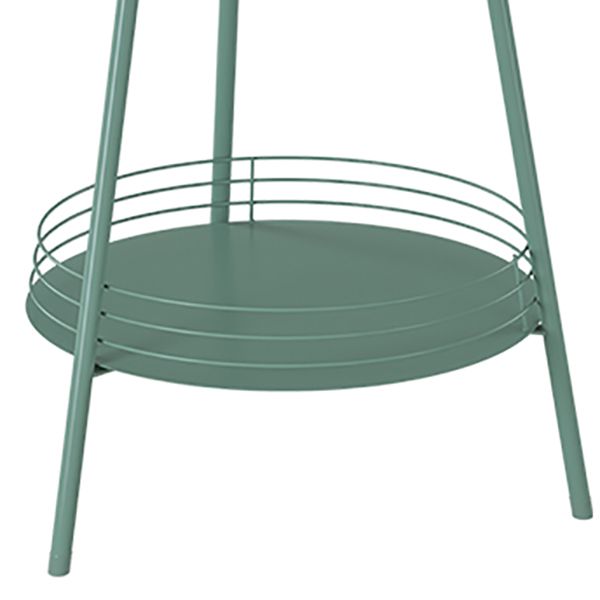 21.6" Tall Round Tray Top Side Table Mental 3 Legs End Table with Shelf
