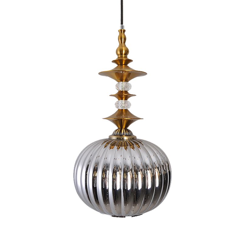 Globe Copper/Chrome/Gold Glass Ceiling Lamp Modernism 1 Head Hanging Lamp Kit for Dining Room