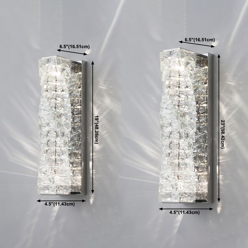 Unique Shade Crystal Wall Sconce Modern Style Single Light Wall Mounted Light in Silver
