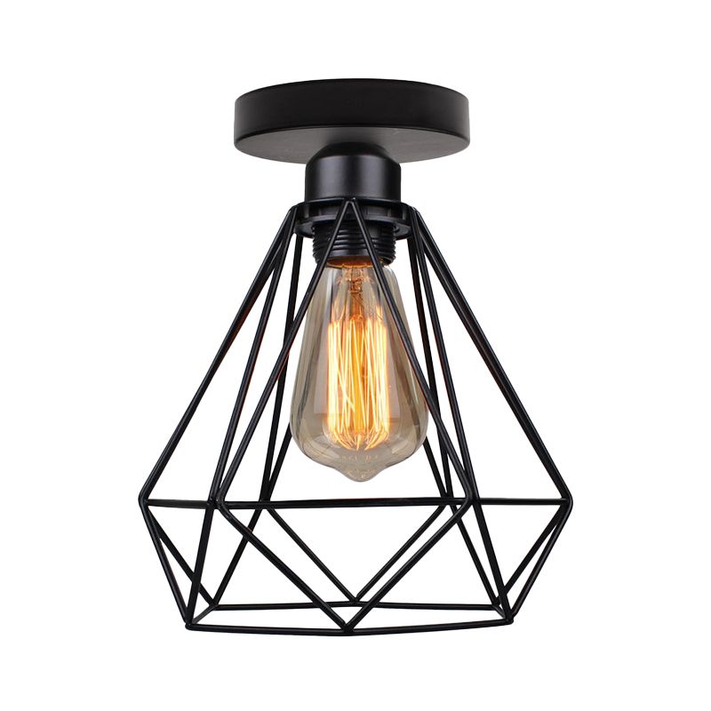 Diamond Badkamer Plafondlamp Armatuur Retro Metallic Enkele Zwarte Semi Inbouw Verlichting