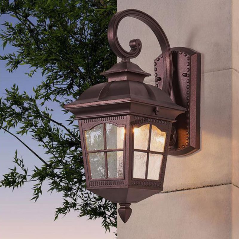 Water Glass Dark Coffee Sconce Lamp Swirl Arm 1 Light Farmhouse Wall Mounted Lighting