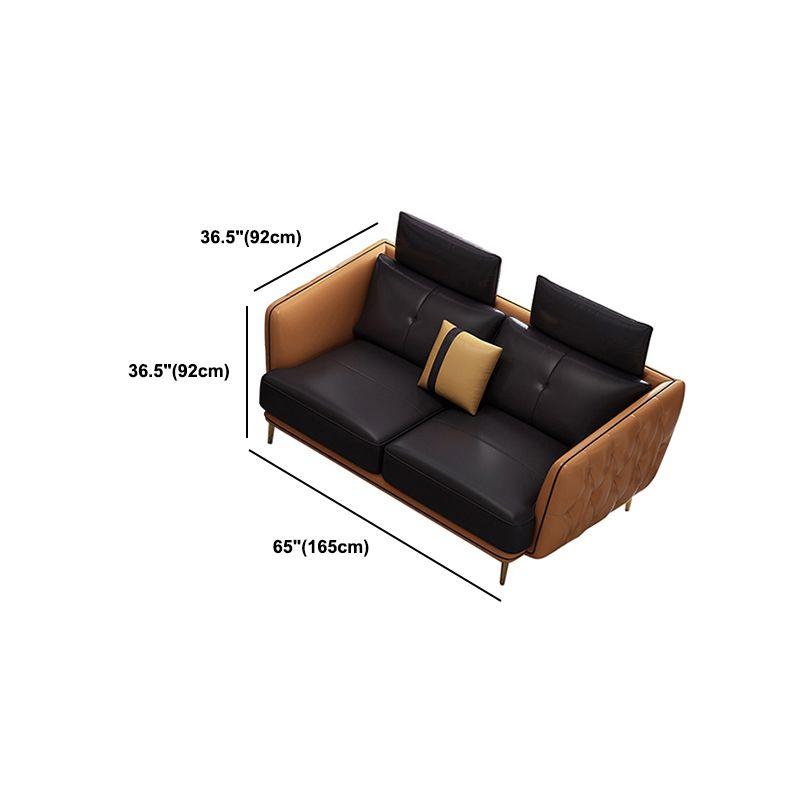 Contemporary Square Arm Genuine Leather Stain-Resistant Sofa & Chaise