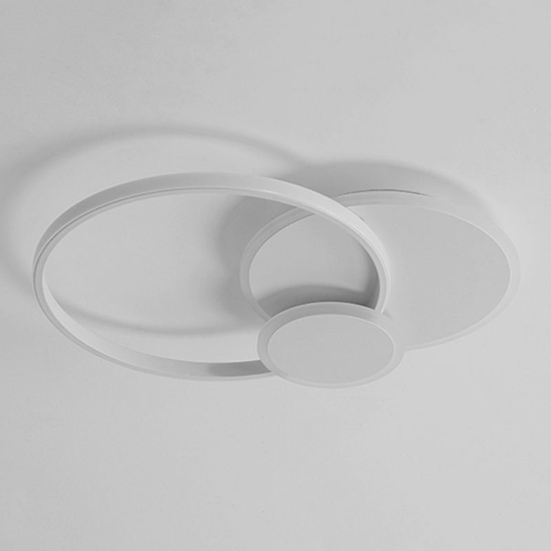 LED Iron and Acrylic Semi Flush 3 - Light Circle Ceiling Light in White