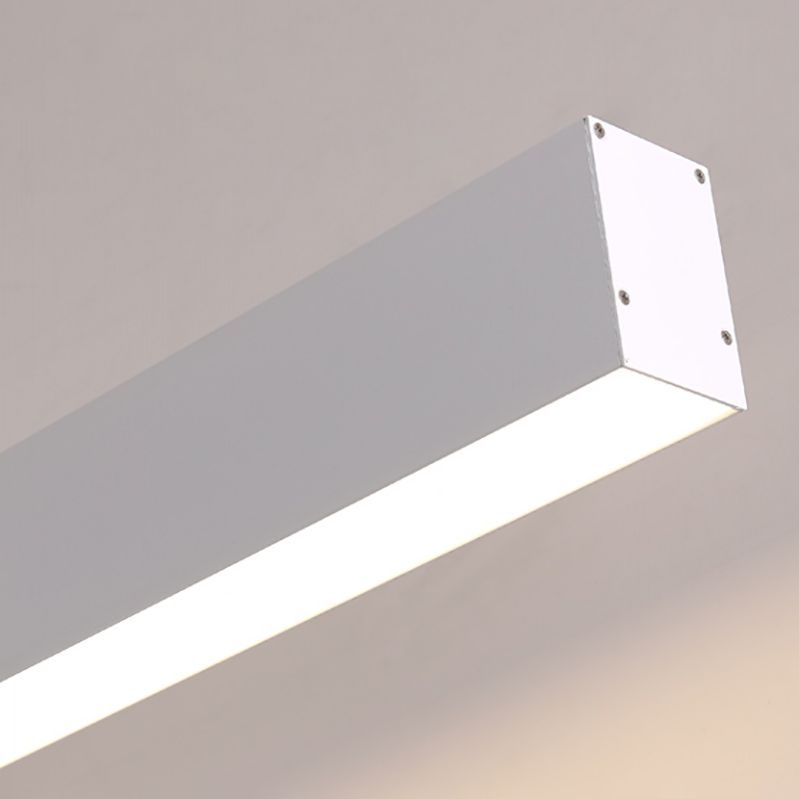 Modern Aluminum Island Light Fixture Rectangle 1-Head Restaurant LED Hanging Pendant Lamp