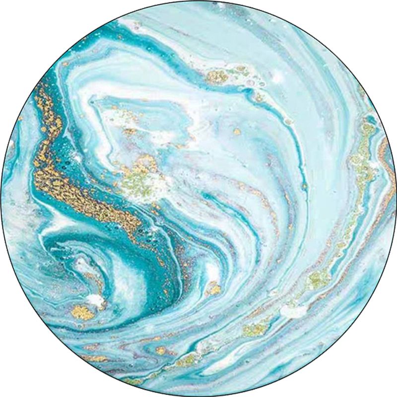 Blue Bedroom Rug Modern Abstract Seawater Pattern Area Rug Polyester Washable Pet Friendly Carpet