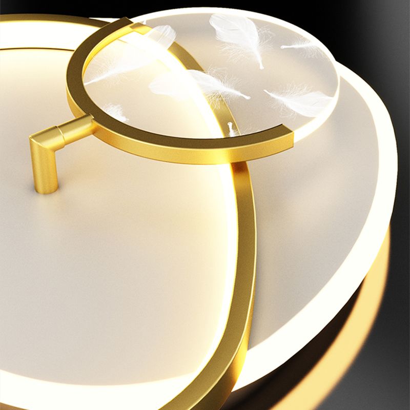 Modern Feather Ceiling Light Metal Geometric LED Flush Mount Light for Living Room