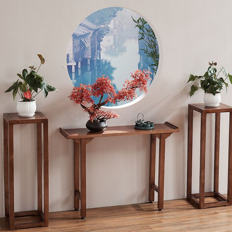 Wood Console Table Mid-Century Modern Rectangle Accent Table for Hall