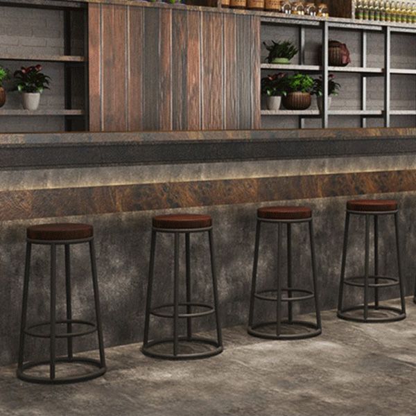 Industrial Armless Backless Counter Stool Iron Cashier Bar Stool with Seat and Pedal