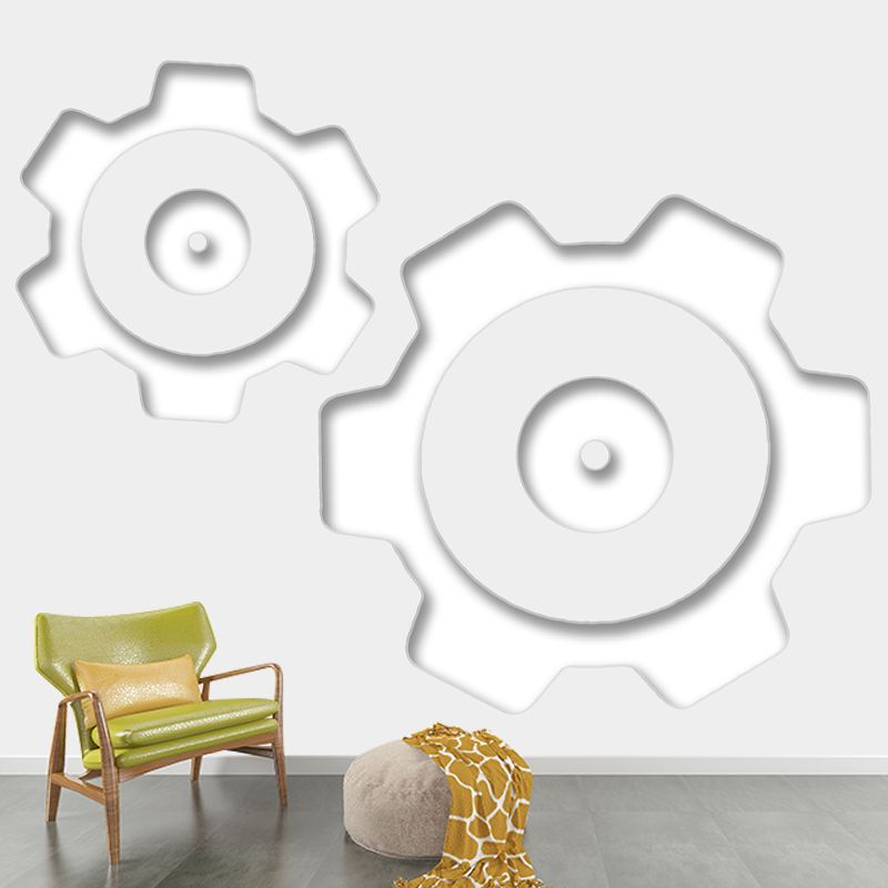 Metal Gear Moisture Resistant Wall Mural Removable Wallpaper for Living Room