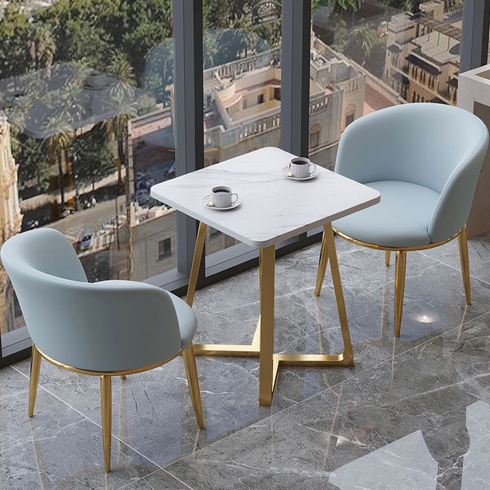Quadratisch hölzerner weißer Esstisch Industrial Doppelpodesttisch für Esszimmer