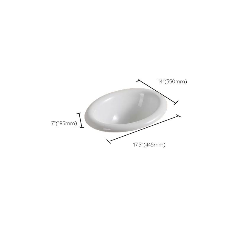 Contemporary Bathroom Sink with Pop-Up Drain Porcelain Oval-Shape Undermount Bathroom Sink