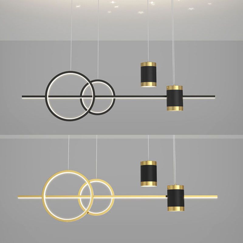 Modern Style Linear Shaped Island Pendant Metal 5 Lights Island Light for Restaurant