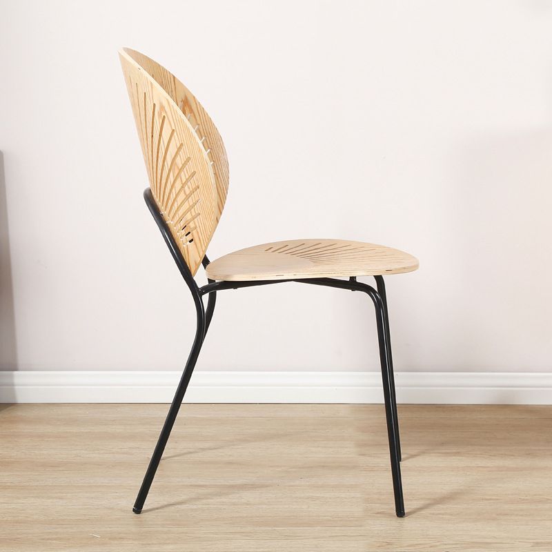 Sillas de metal estilo moderno Silla auxiliar de comedor con respaldo abierto (Juego de 4)