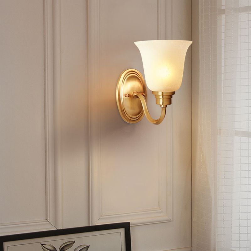 Semplicità vintage Bell Bell Vanity Lights Sconce Milk Glass Wall Monte Flaching per bagno