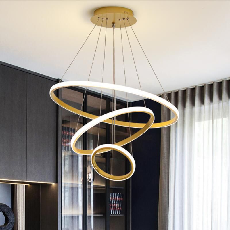 Modern Simplicity Orbicular Chandelier Lamp Aluminum Hanging Pendant Lights for Restaurant