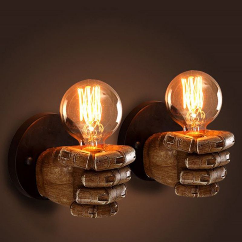 Retro Industrial Style Fist-shaped Wall Sconce Resin 1 Light Sconces for Bar Cafe
