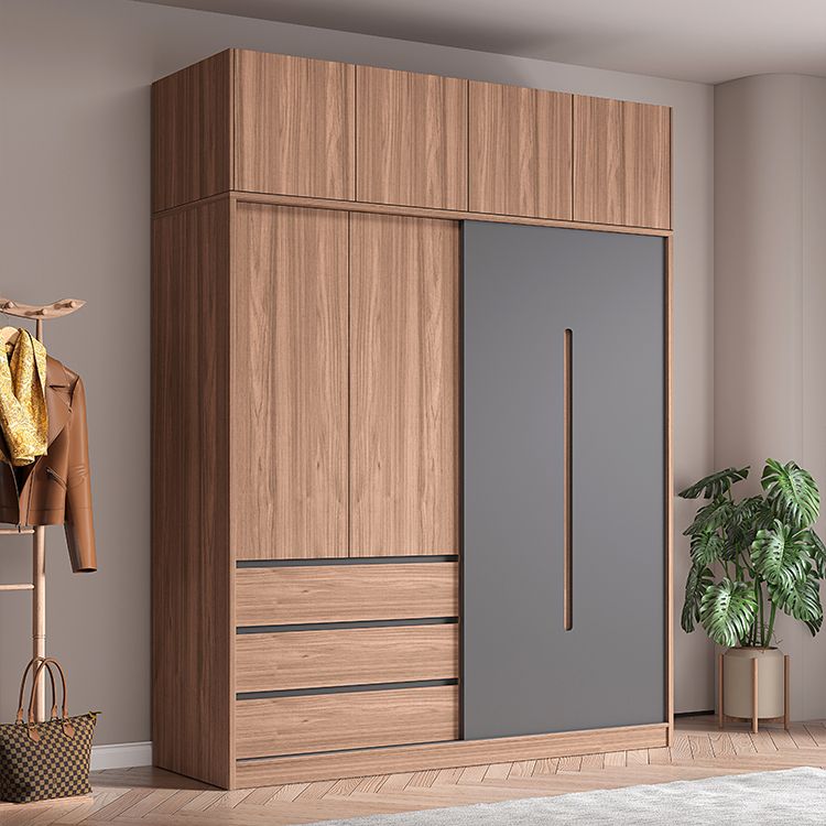 Contemporary Sliding Door Storage Cabinet Bedroom Cabinet with Drawers
