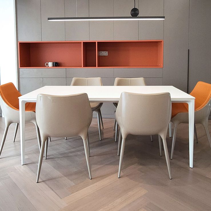 Modern White Sintered Stone Dining Table Rectangle Shape Standard Dining Table for Kitchen